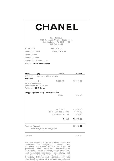 chanel receipt|chanel receipt template.